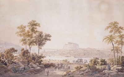 Figuren nähern sich der Stadt Athen, Griechenland, ca. 1800 von Unbekannt