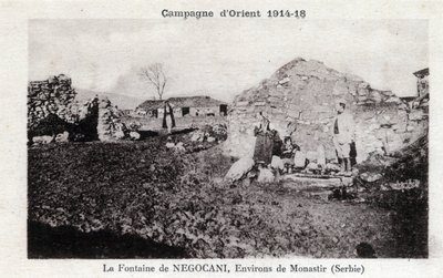 Erster Weltkrieg (1914-1918) - Ostfeldzug: Negocani-Brunnen in Serbien (heute Mazedonien) - Postkarte von William M. Timlin