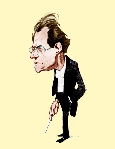 Gustav Mahler. Karikatur von Oscar Garvens, österreichischer Komponist, 7. Juli 1860 - 18. Mai 1911. Oscar Garvens 1874-1951 von Unbekannt