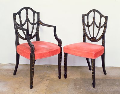 Hepplewhite-Esszimmerstühle, George III von Unbekannt