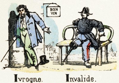 I - Trunkenbold Invalide - Alphabet - Kinderunterhaltung - Bild Epinal, populäre Serie ca. 1890 (Illustration) von Unbekannt