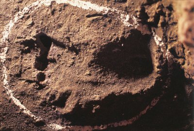 Italien, Ligurien, Grotten von Toirano, Fußspuren eines prähistorischen Jägers von Benjamin Baud