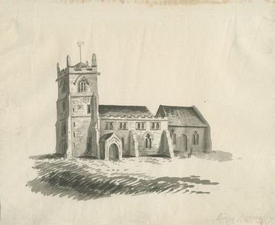 Kings Bromley Church: Sepia-Zeichnung, undatiert [ca. 1770] von Unbekannt