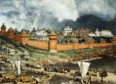 Moskauer Kreml während der Herrschaft von Iwan III. (Iwan der Große) im 16. Jahrhundert von Apolinary Wassnezow (1921) von Unbekannter Künstler