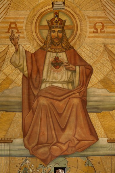 Pfarrkirche (Heilig-Hartkerk). Innenraum. Modernismus. Der Chor. Mosaik. Christus. von Unbekannt