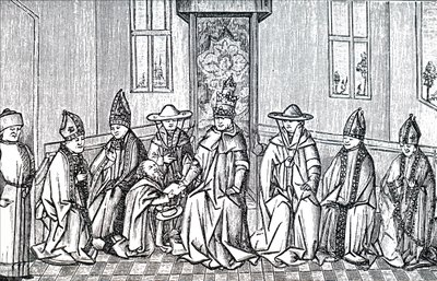 Peter der Einsiedler, Papst Urban II. und Simeon Patriarch von Jerusalem von Unbekannt