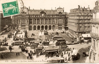 Postkarte/Bahnhof Saint Lazare/Paris/Seine/Île-de-France/Frankreich von William M. Timlin