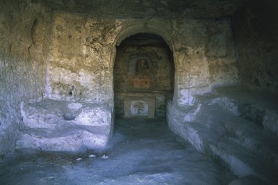 Ruinen einer Kirche, Felsenkirche, Matera, Basilikata, Italien von Benjamin Baud