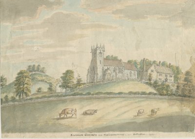 Sandon Kirche und Pfarrhaus von Unbekannt