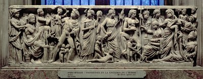 Sarkophag mit Reliefdarstellung von Prometheus und der Erschaffung des Menschen, Römisch, aus Arles, 3. Jahrhundert n. Chr. von Unbekannt