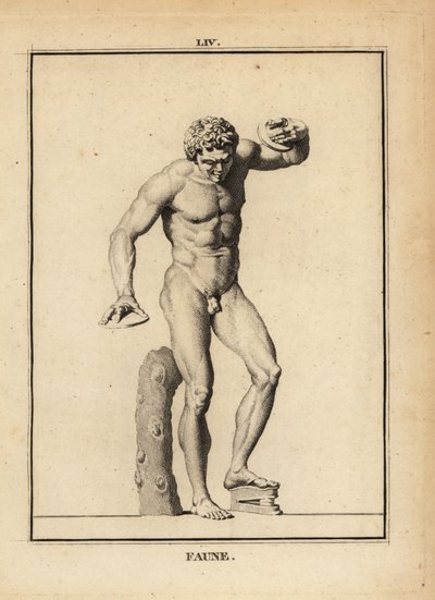 Statue eines Fauns bei einer Bacchanalischen Orgie mit Zimbeln und Scabellum von Unbekannt