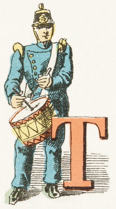 T - Trommler - Kinderalphabet, Editions Gordinne 1920 (Gravur) von Unbekannt