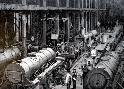 Die Fertigungshalle der Robert Stephenson and Company von Unbekannt