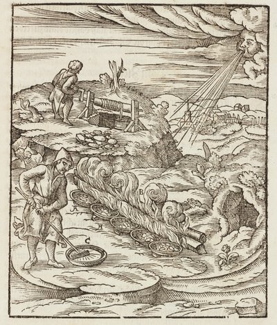 Behandlung von Wismut - Gravur aus Beschreibung der Erze und der wichtigsten Bergbaumethoden, von Lazarus Ecker von Unbekannt