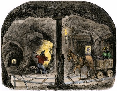 Tunnel in einer kalifornischen Mine von Unbekannter Künstler