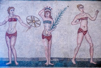Villa Romana del Casale, Piazza Armerina, Sizilien, Italien. Mosaik von Unbekannter Künstler