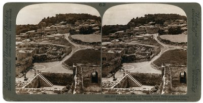 Alte königliche Stadt Samaria, wo Philipp Christus predigte, Blick nach Westen, Palästina, 1900 von Underwood and Underwood