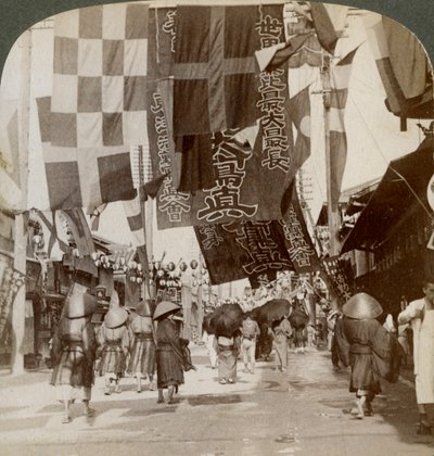 Dotombori oder Theaterstraße, Osaka, Japan, 1904 von Underwood and Underwood