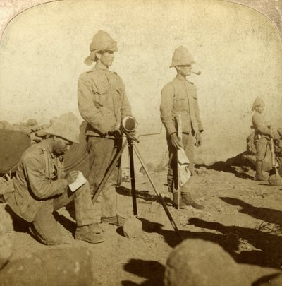 Signalgeber des Yorkshire-Regiments, New Zealand Hill, Südafrika, Burenkrieg, 1900 von Underwood and Underwood