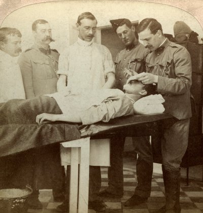 Soldat, der an der Front gefallen ist, Wynberg Hospital, Kapstadt, Südafrika, Burenkrieg von Underwood and Underwood