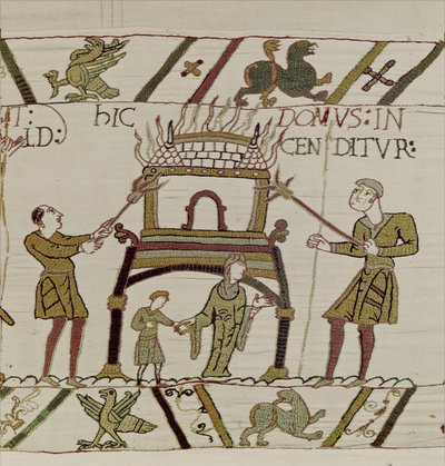 Ein Haus wird von den Normannen niedergebrannt, Teppich von Bayeux von Unknown artist