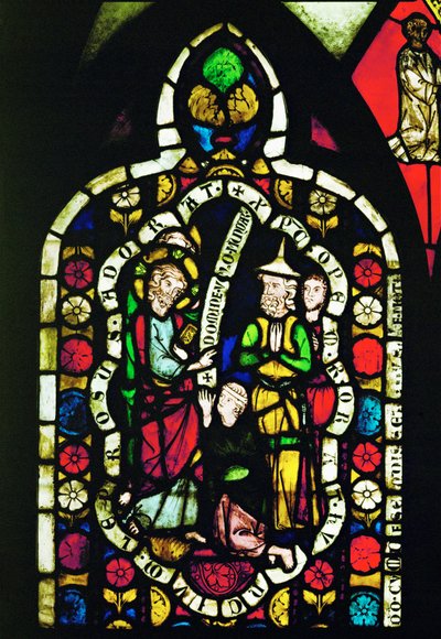 Ein Mann, der an Lähmung leidet, verehrt Christus und wird geheilt von Unknown Artist