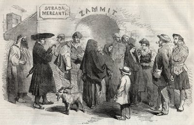 Eine Straße in Valletta auf der Insel Malta im Jahr 1857. von Unknown artist