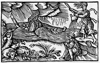 Eine Hexe verursacht einen Sturm nach „Historia de gentis nortentrionalibus“ von Olaus Magnus, Rom 1555 von Unknown artist