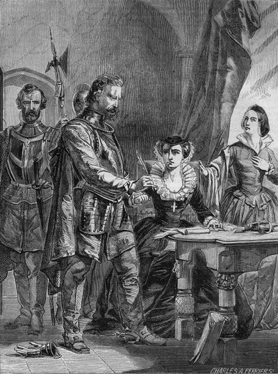 Abdankung von Maria I. Stuart (1542-1587), Königin von Schottland und Frankreich (1559-1560). Gravur von 1861. von Unknown artist