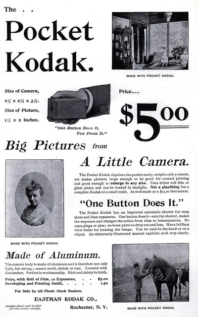 Werbung für die Kodak-Taschenkamera. (Pocket Kodak) 1895. Private Sammlung. von Unknown artist