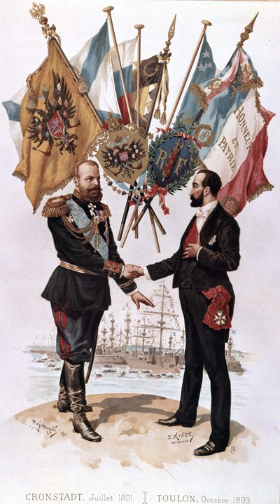 Alexander III. bei der Unterzeichnung des französisch-russischen Handelsabkommens (Kronstadt 1891 - Toulon 1893), Bianchetti-Sammlung von Unknown artist