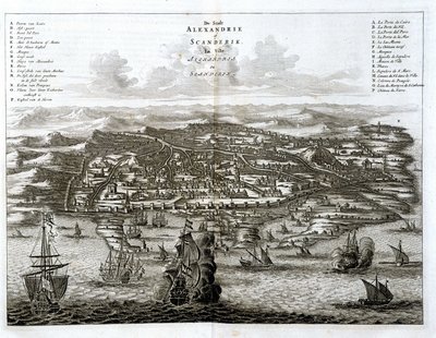Ansicht von Alexandria vom Meer aus - Gravur von Dapper von Unknown artist