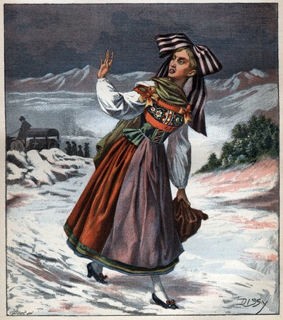 Elsässische Frau in regionaler Tracht, Gravur von 1892 von Unknown artist