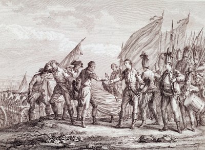 Amerikanischer Unabhängigkeitskrieg: Kapitulation von General Burgoyne in Saratoga von Unknown artist