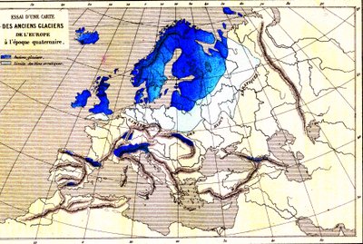Uralte Gletscher Europas, Quartärzeit (Gravur) von Unknown Artist