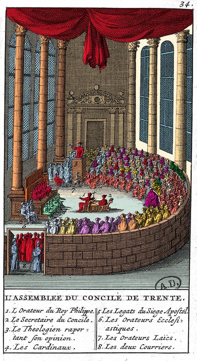 Versammlung des Konzils von Trient (1545 - 1563), Gravur 1706 von Unknown artist