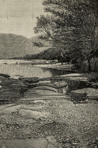 Ufer des Gudda-Flusses, Afrika, Gravur nach einem Foto von V Bottego aus L