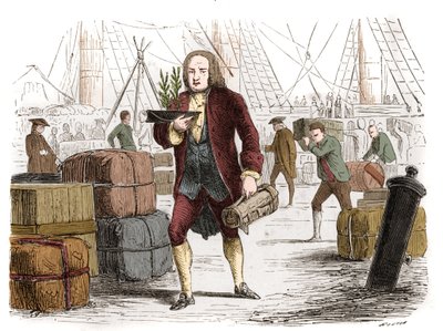Bernard de Jussieu (1699-1777), französischer Botaniker, bringt 1734 zwei Zedern aus dem Libanon aus England. Gravur von 1861. von Unknown artist