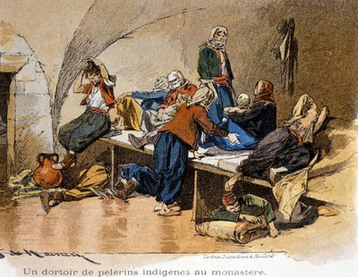 Bethlehem. Ein Pilger-Schlafsaal im Kloster. 19. Jahrhundert. von Unknown artist