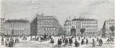 Boulevard des Italiens mit dem Café de Paris, der Rue Taitbout, dem Haus Dorée, der Rue Lafitte, dem Café Riche und der Rue Lepelletier - Gravur in „Tableau-de-Paris“ von Edmond Texier 1852 von Unknown artist