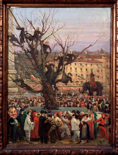 Karnevalsszene in den Straßen von Rom. Anonymes Gemälde. 19. Jahrhundert Rom, Museo del Folklore von Unknown artist