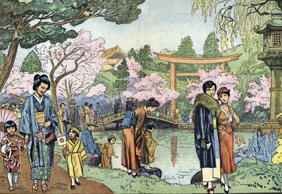 Kirschblüten im Frühling, Japan, Illustration aus "Le Pèlerin" 1933 von Unknown Artist