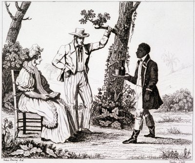 Kreole von Martinique (schwarzer Diener und ein weißes Paar) - in "Bilderbuch Frankreich", T.III von Unknown artist