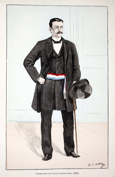 Divisionspolizeikommissar (1896). Farbradierung zur Illustration des Buches 