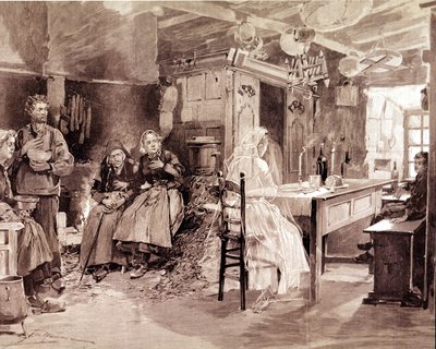 Gravur, die eine bretonische Legende darstellt, dass die Geister von Menschen, die auf See gestorben sind, sich ihren Lieben jedes Jahr am 1. November zeigen würden von Unknown artist