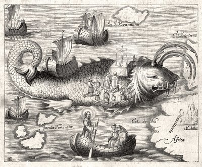 Episode der Legende von Saint Brandan: eine fantastische Reise des irischen Abtes des 6. Jahrhunderts auf der Suche nach dem irdischen Paradies. Druck von 1621 von Unknown artist