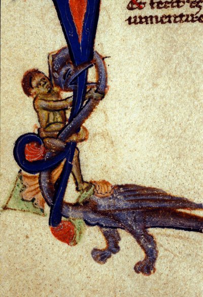 Kampf zwischen einem Drachen und einem Mann (Detail) von Unknown artist