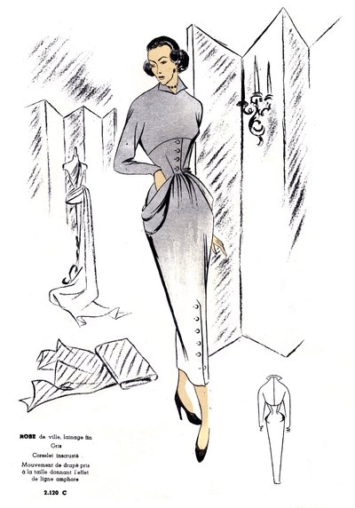 Französische Mode, Wollstadtkleid-Design von Unknown artist