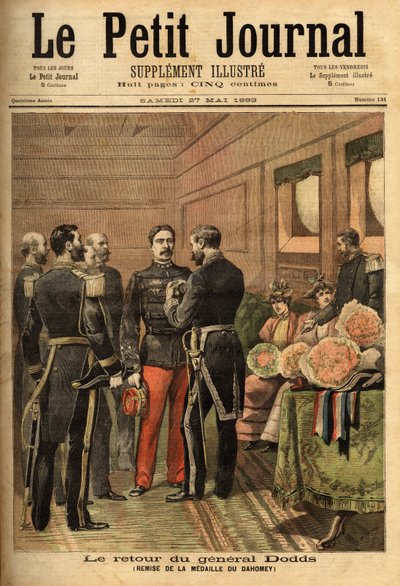 General Alfred Dodds (1842-1922), nach seinen Einsätzen in Indochina und der Befriedung Senegals führte er die Dahomey-Kampagne und erhielt die Dahomey-Medaille, überreicht vom Generalbevollmächtigten der Marine Hanes. Sammlung Selva von Unknown artist