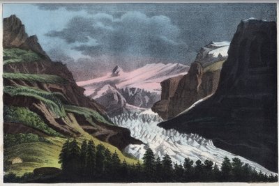 Gletscher von Grindelwald in der Schweiz - Schweiz, Grindelwald-Gletscher im 19. Jahrhundert - Gravur aus „Usi e Costumi di Tutti i Popoli dell